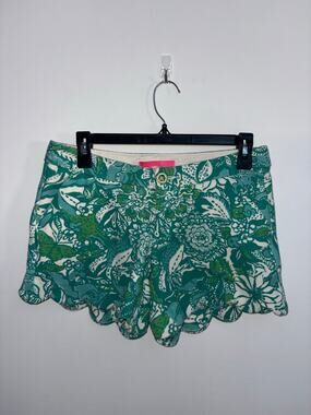 Lilly Pulitzer Buttercup Knit Shorts Safari Sangria Scallop Hem Size 2